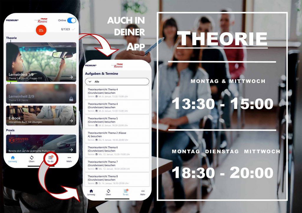 Deine Theorieszeiten in der App